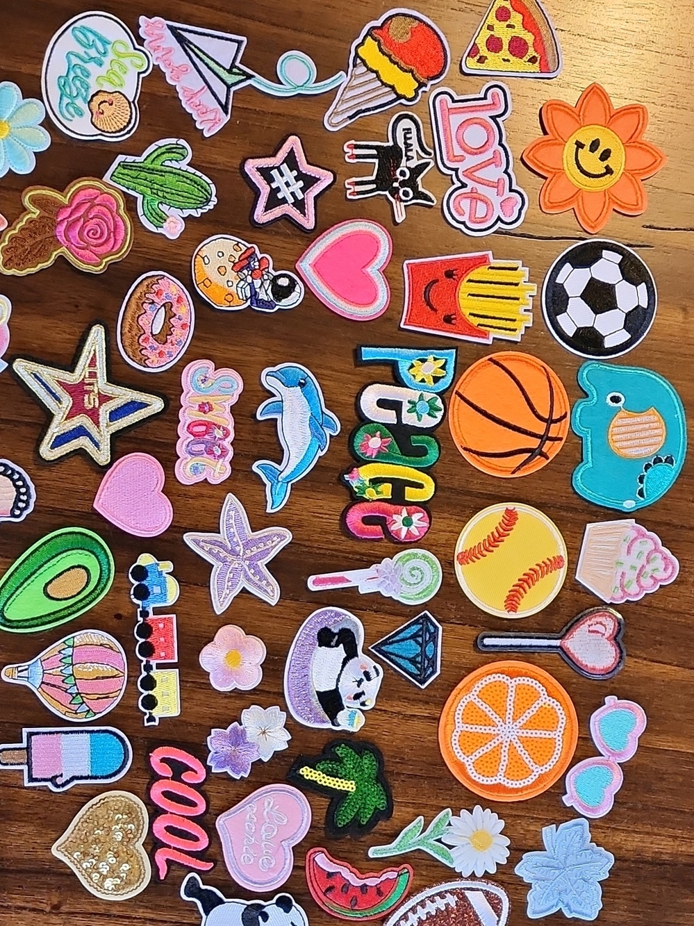 Assorted Kids Iron-On Patches - Colorful Fun Shapes